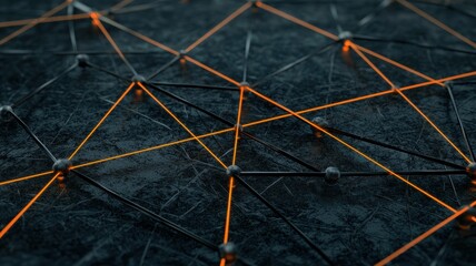 Poster - Abstract Top View of a Digital Network with Connections and Nodes, Symbolizing Data Flow and Interaction in a Modern Technological Environment