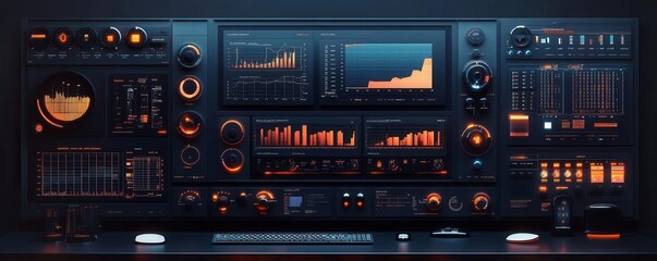 Poster - A sleek, modern audio workstation featuring vibrant visual representations of sound waves and intricate controls, designed for creative audio production.