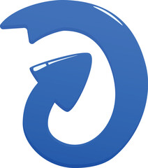 Poster - Glossy blue curved arrow pointing upwards, representing repetition, looping, and cyclical processes