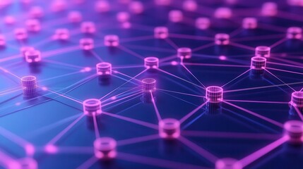 Poster - A vibrant digital network illustration with interconnected nodes and glowing lines, symbolizing technology and connectivity.