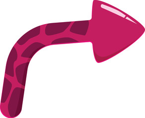Poster - Cartoon style pink arrow with giraffe skin texture pointing to the right on white background
