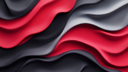 Poster - A red and black striped fabric with a wave pattern