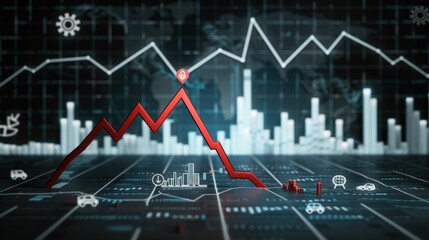 Poster - Dynamic Visualization of Financial Trends with Abstract Graph Lines and Data Indicators for Market Analysis and Economic Forecasting Concepts