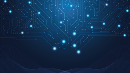 Fototapete - Computer Circuit Board Blue Background. Circuit Board. Technology Background. Central Computer Processors CPU Concept. Motherboard Digital Chip
