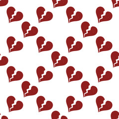 Poster - Vintage Broken Heart vector seamless pattern concept background with distressed heart sign
