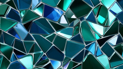 Poster - Abstract Mosaic in Shades of Blue and Green