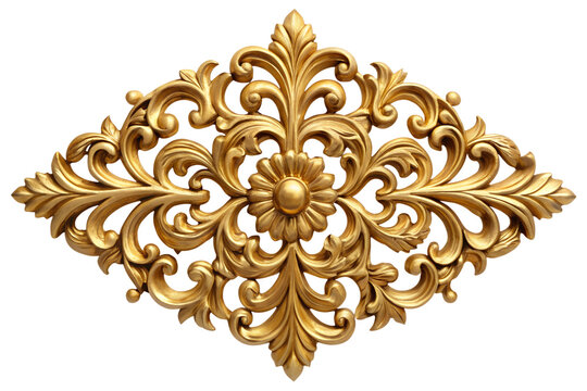 A gold ornate design PNG style, transparent background.