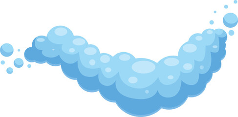 Poster - Light blue cleaning foam bubbles forming a wavy line isolated on white background