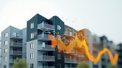 Poster - Modern Building with Data Visualization Overlay