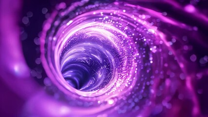Poster - A mesmerizing purple vortex spirals inward, surrounded by glowing particles, creating a mystical and dynamic abstract background.