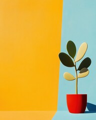 Poster - A Vibrant Cactus Stands Tall on a Minimal Background, Showcasing Creativity and Tranquility