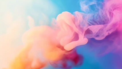 Poster - Soft and colorful swirls of pink and blue smoke blending seamlessly, creating a dreamy and ethereal abstract effect.