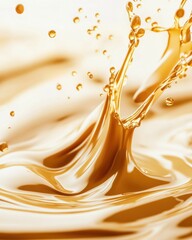Poster - Rich Chocolate Splash Creating Dynamic Waves and Droplets in a Creamy Background Setting