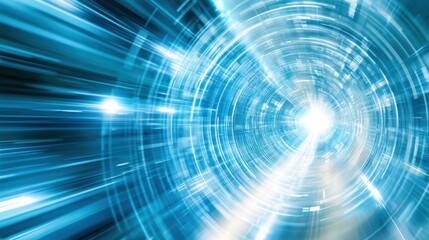 Poster - Vibrant Blue Background Showcasing Tech, Data, and Audio Advancements
