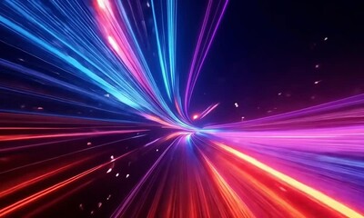 Wall Mural - high-speed light trail animation with red and blue light motion trails conveys a sense of fast movem