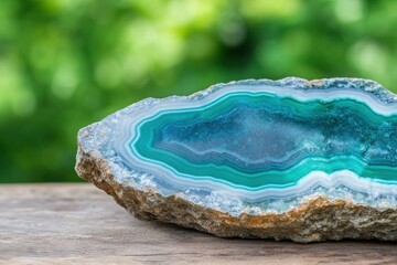Poster - Malachite Crystal Showcasing Stunning Green Patterns on a Wooden Surface in Natural Light