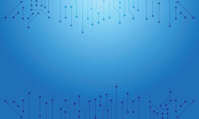 Fototapete - Circuit Board Blue Technology Background. Electronic Lines Engineering Futuristic Banner. Abstract Blue Tech Circuit Board Lines