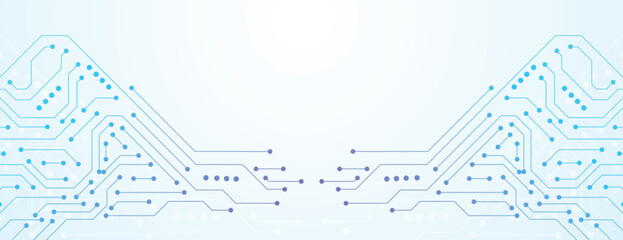 Fototapete - High Tech Circuit Board Connection System. Electronic Circuit Technology Background. Motherboard, CPU, Processor and Artificial Intelligence Concept