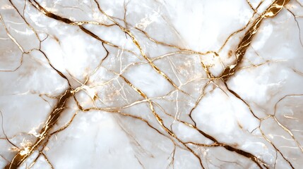 Poster - Modern Marble Texture in White and Gold Veins
