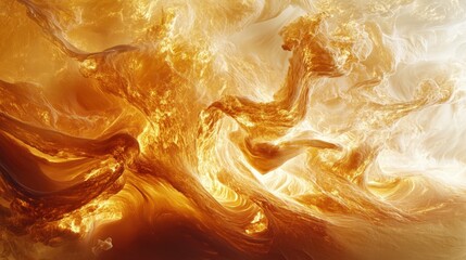 Aufkleber - abstract swirling patterns in warm golden tones