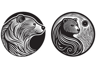 Wall Mural - bear head logo vector silhouette, wild animal silhouette of head bear, bear head silhouette logo vec