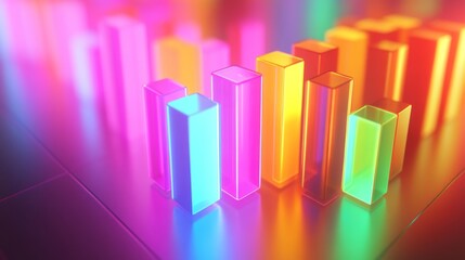 Aufkleber - Colorful Neon Bars Abstract Background with Vibrant Lights and Glowing Rectangles in a Digital Environment for Modern Design Concepts