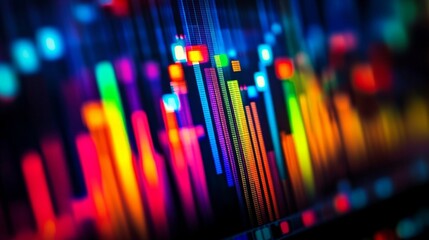 Aufkleber - Colorful Abstract Visualization with Audio Waveform Display in a Digital Environment Representing Music and Sound Waves for Background or Technology Use