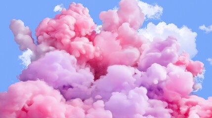 Poster - Soft Watercolor Clouds in Light Pink and Lavender