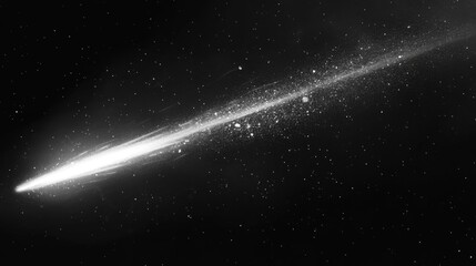 Poster - Stunning Black and White Photography of a Bright Comet Travelling Through the Dark Vastness of Space with a Beautiful Tail of Stellar Dust and Gases