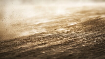 Aufkleber - Dusty Terrain with Soft Light Creating an Atmospheric Effect in a Natural Landscape During Golden Hour, Highlighting Movement and Texture of Earth
