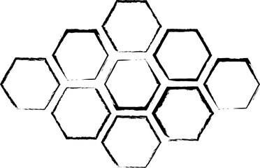 Fototapete - Rough sketch of a hexagonal pattern with uneven, hand-drawn edges. Isolated on a white background. Concept of geometric design, layout, and template