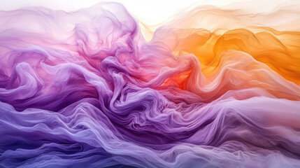 Wall Mural - A serene mix of orange and purple waves flowing together in a harmonious abstract landscape.