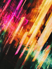 Wall Mural - A dazzling array of neon pink and orange beams of light, creating a vibrant urban abstract effect.