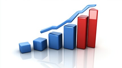 Poster - modern business growth concept with rising graph and ascending bars representing success, analysis, 
