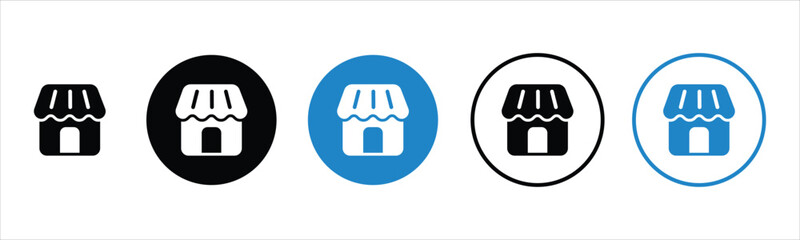 Poster - shop store icon symbol, feel color with round shape shopping marketplace icons. ecommerce shop market store sign vector illustration.