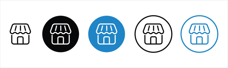 Poster - shop store icon symbol, online with round shape shopping marketplace icons. ecommerce shop market store sign vector illustration.