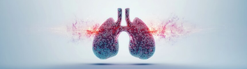 Leinwandbilder - Illustration of lungs with vibrant colors and effects, symbolizing respiratory health.