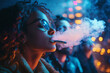 © mhdws - Vaping experience urban nightclub lifestyle content neon environment close-up view social atmosphere