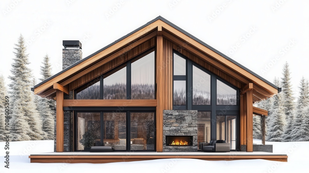 Luxurious Modern A-Frame Cabin in Snowy Winter Landscape ...