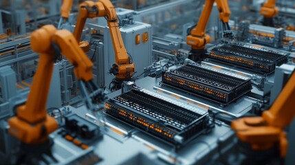 Poster - Automated manufacturing process industrial facility robotics high-tech environment close-up view innovation in industry