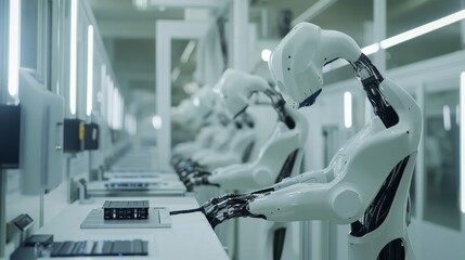 Poster - robotic automation assembly industrial factory technology modern environment close-up view innovatio
