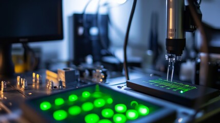 Poster - research experiment setup laboratory scientific equipment high-tech environment close-up view innova