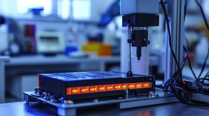 Poster - Analyzing data samples laboratory equipment high-tech environment close-up view scientific innovation