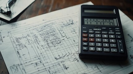 Poster - Calculating project costs office space document workspace overhead view financial planning
