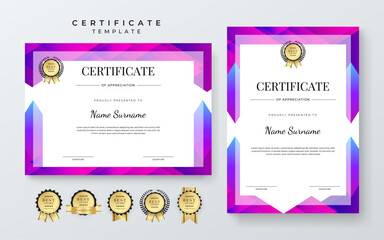 Wall Mural - Modern Certificate Template with Colorful Abstract Design Illustration