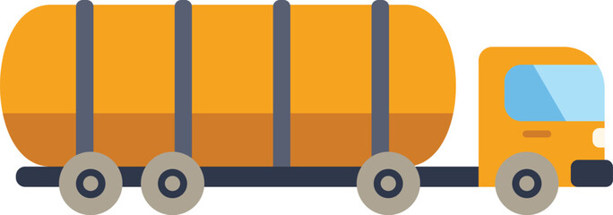 Poster - yellow tank truck is transporting goods on the road, emphasizing the concept of logistics and transp