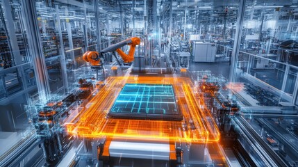 Poster - Automated manufacturing process industrial facility technology image high-tech environment close-up view innovation concept