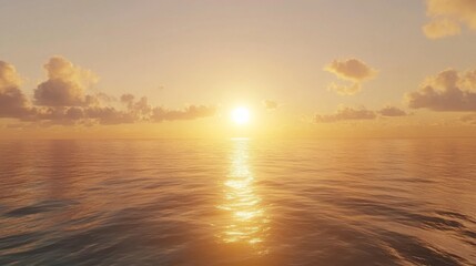 Leinwandbilder - Serene Sunset Over Calm Ocean Waters Reflecting Soft Hues of Orange and Yellow with Gentle Waves Creating a Tranquil Atmosphere for Relaxation and Reflection