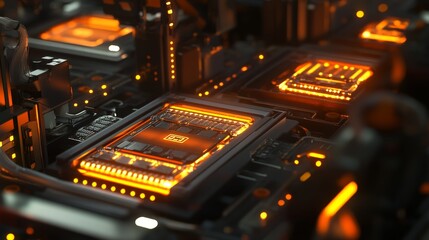 Poster - advanced technology circuitry digital environment macro photography futuristic aesthetic close-up vi