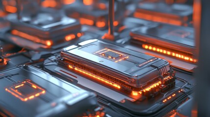 Poster - Innovative technology showcase futuristic lab digital art high-tech environment close-up view sci-fi concept
